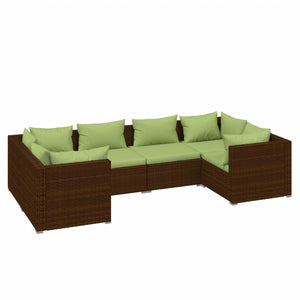 Set Divani da Giardino 6 pz con Cuscini in Polyrattan Marrone 3101940