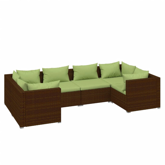 Set Divani da Giardino 6 pz con Cuscini in Polyrattan Marrone 3101940