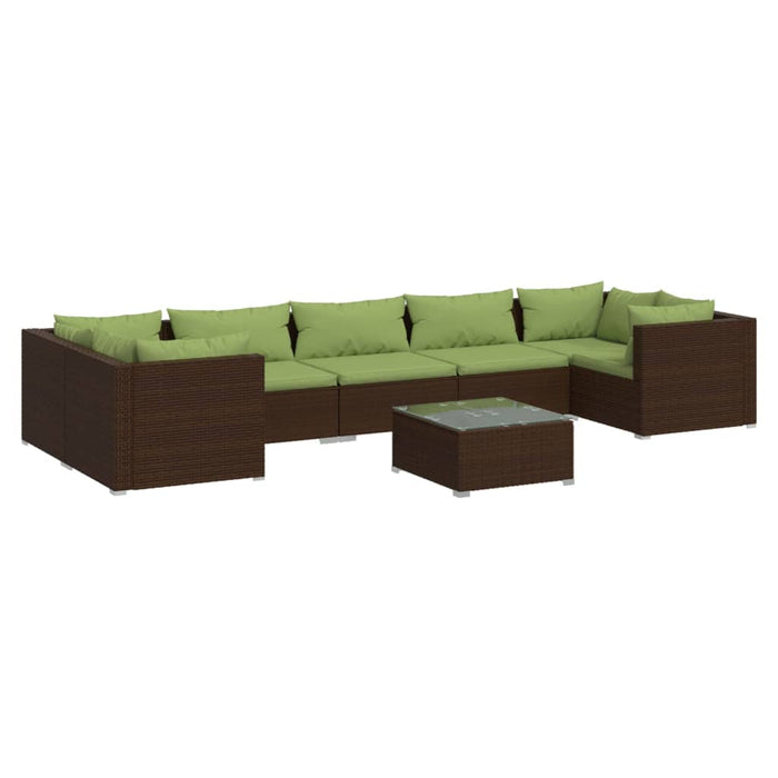 Set Divani da Giardino 8 pz con Cuscini in Polyrattan Marrone 3101964