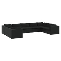 Set Divani da Giardino 9 pz con Cuscini in Polyrattan Nero cod mxl 40419