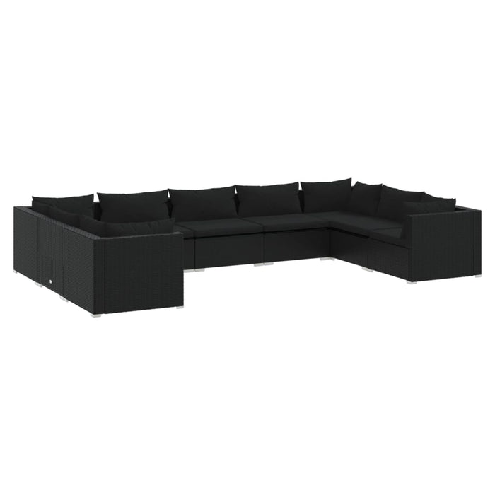 Set Divani da Giardino 9 pz con Cuscini in Polyrattan Nero cod mxl 40419