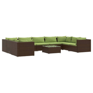 Set Divani da Giardino 10 pz con Cuscini in Polyrattan Marrone cod mxl 38967