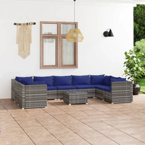 Set Divani da Giardino 10 pz con Cuscini in Polyrattan Grigio cod mxl 38968