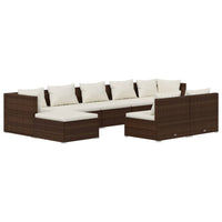 Set Divani da Giardino 9 pz con Cuscini in Polyrattan Marrone 3102002
