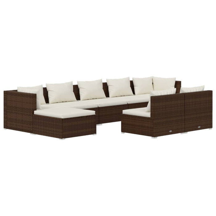 Set Divani da Giardino 9 pz con Cuscini in Polyrattan Marrone 3102002