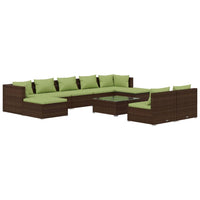 Set Divani da Giardino 10 pz con Cuscini in Polyrattan Marrone 3102012