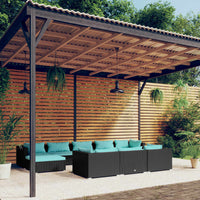 Set Divani da Giardino 10 pz con Cuscini in Polyrattan Nero 3102041