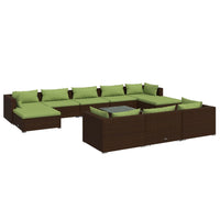 Set Divani da Giardino 11 pz con Cuscini in Polyrattan Marrone cod mxl 44452