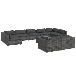 Set Divani da Giardino 10 pz con Cuscini in Polyrattan Grigio cod mxl 43755