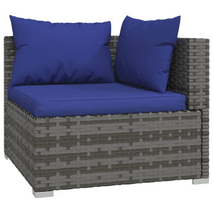 Set Divani da Giardino 10 pz con Cuscini in Polyrattan Grigio 3102070