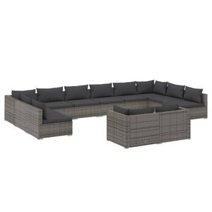 Set Divani da Giardino 12 pz con Cuscini in Polyrattan Grigio 3102093
