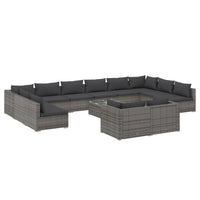 Set Divani da Giardino 13 pz con Cuscini in Polyrattan Grigio 3102101