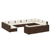 Set Divani da Giardino 13 pz con Cuscini in Polyrattan Marrone cod mxl 42499