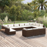 Set Divani da Giardino 13 pz con Cuscini in Polyrattan Marrone cod mxl 42499