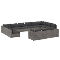 Set Divani da Giardino 13 pz con Cuscini in Polyrattan Grigio 3102109