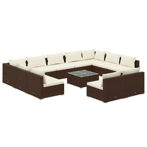 Set Divani da Giardino 12 pz con Cuscini in Polyrattan Marrone 3102130