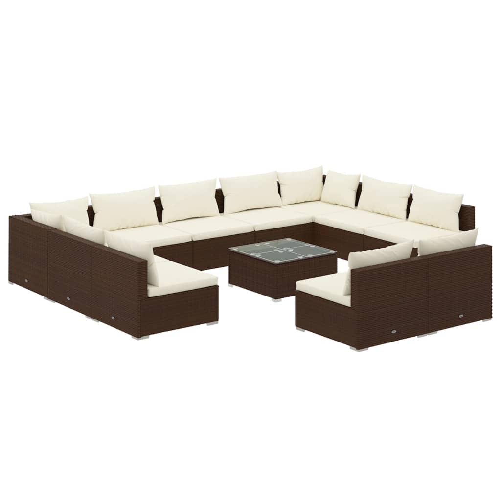 Set Divani da Giardino 12 pz con Cuscini in Polyrattan Marrone cod mxl 42462