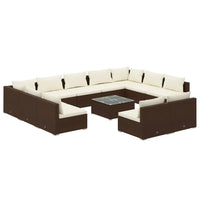 Set Divani da Giardino 12 pz con Cuscini in Polyrattan Marrone cod mxl 42462