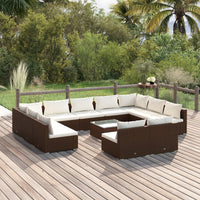 Set Divani da Giardino 12 pz con Cuscini in Polyrattan Marrone cod mxl 42462