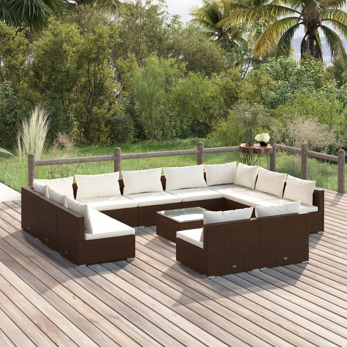 Set Divani da Giardino 12 pz con Cuscini in Polyrattan Marrone cod mxl 42462