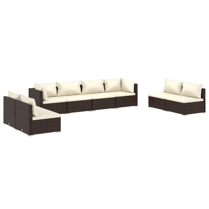 vidaXL Set Divani da Giardino con Cuscini 8 pz in Polyrattan Marrone