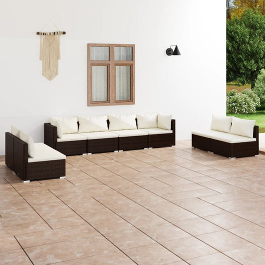 vidaXL Set Divani da Giardino con Cuscini 8 pz in Polyrattan Marrone