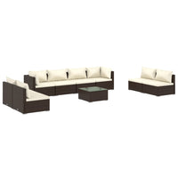 Set Divani da Giardino 9 pz con Cuscini in Polyrattan Marrone 3102258