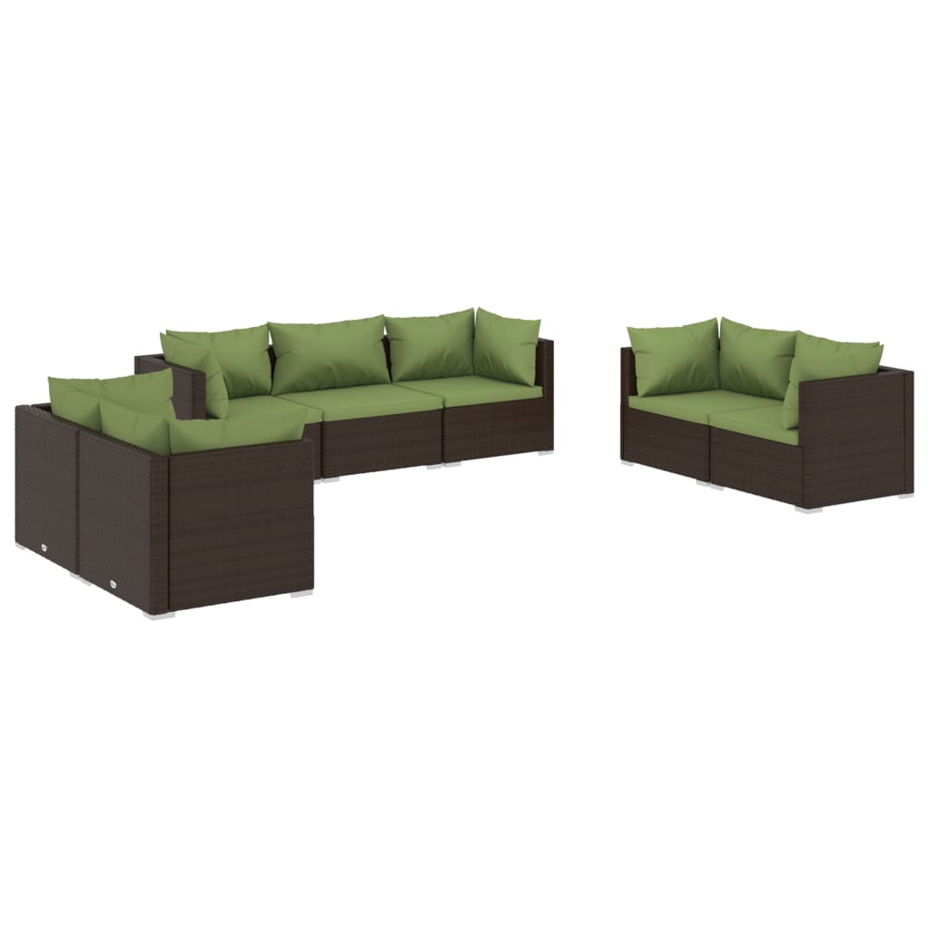 Set Divani da Giardino 7 pz con Cuscini in Polyrattan Marrone 3102268