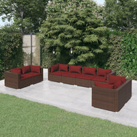 Set Divani da Giardino 8 pz con Cuscini in Polyrattan Marrone 3102283