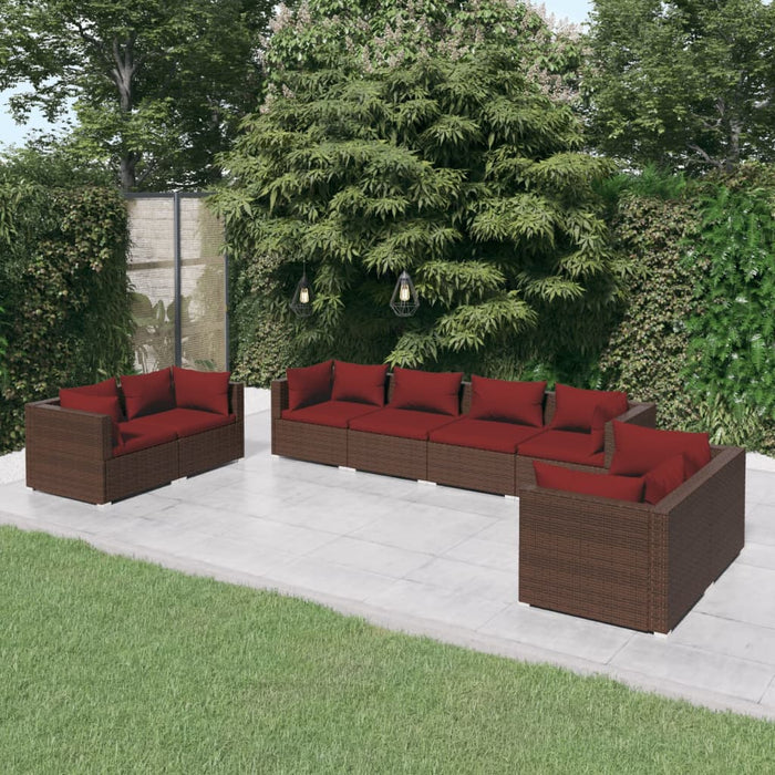 Set Divani da Giardino 8 pz con Cuscini in Polyrattan Marrone 3102283
