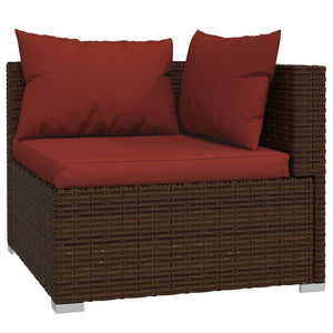 Set Divani da Giardino 7 pz con Cuscini in Polyrattan Marrone 3102331
