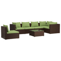 Set Divani da Giardino 7 pz con Cuscini in Polyrattan Marrone 3102332