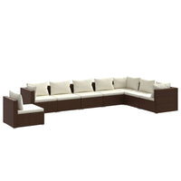 Set Divani da Giardino 8 pz con Cuscini in Polyrattan Marrone 3102370