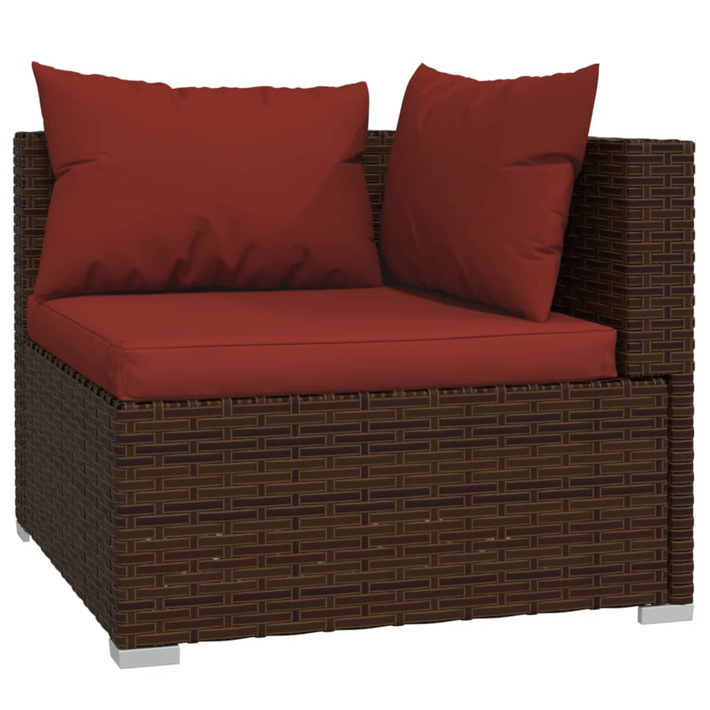 Set Divani da Giardino 9 pz con Cuscini in Polyrattan Marrone 3102419