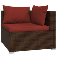 Set Divani da Giardino 9 pz con Cuscini in Polyrattan Marrone 3102419