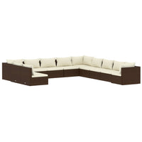 Set Divani da Giardino 11 pz con Cuscini in Polyrattan Marrone cod mxl 42506