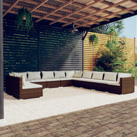 Set Divani da Giardino 11 pz con Cuscini in Polyrattan Marrone cod mxl 42506