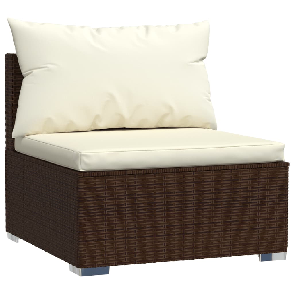 Set Divani da Giardino 11 pz con Cuscini in Polyrattan Marrone 3102602
