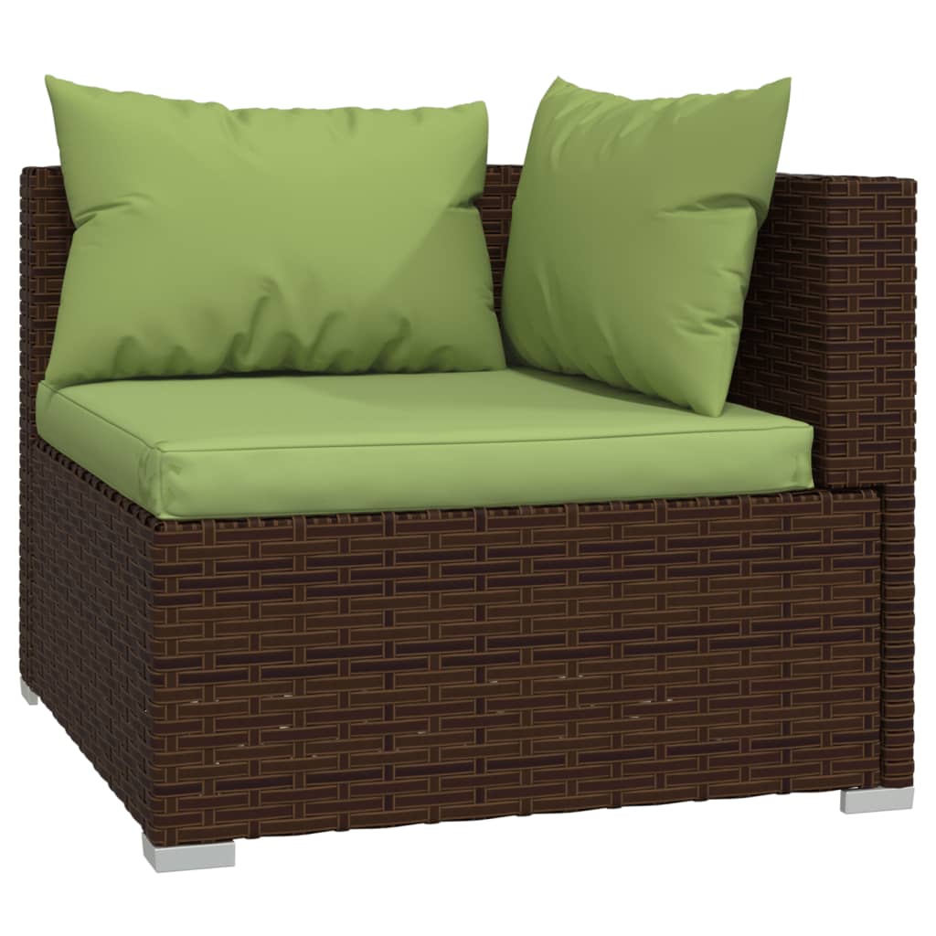 Set Divani da Giardino 9 pz con Cuscini in Polyrattan Marrone 3102620