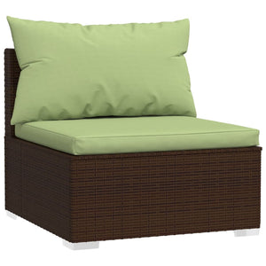Set Divani da Giardino 9 pz con Cuscini in Polyrattan Marrone 3102620