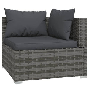 Set Divani da Giardino 10 pz con Cuscini in Polyrattan Grigio 3102637