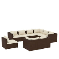 Set Divani da Giardino 9 pz con Cuscini in Polyrattan Marrone 3102642