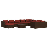 Set Divani da Giardino 11 pz con Cuscini in Polyrattan Marrone cod mxl 31386