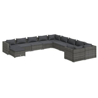 Set Divani da Giardino 11 pz con Cuscini in Polyrattan Grigio 3102709