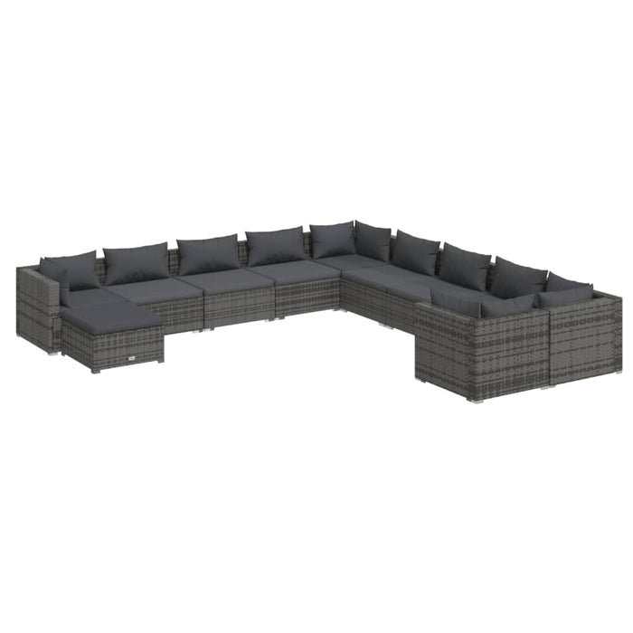 Set Divani da Giardino 11 pz con Cuscini in Polyrattan Grigio 3102709