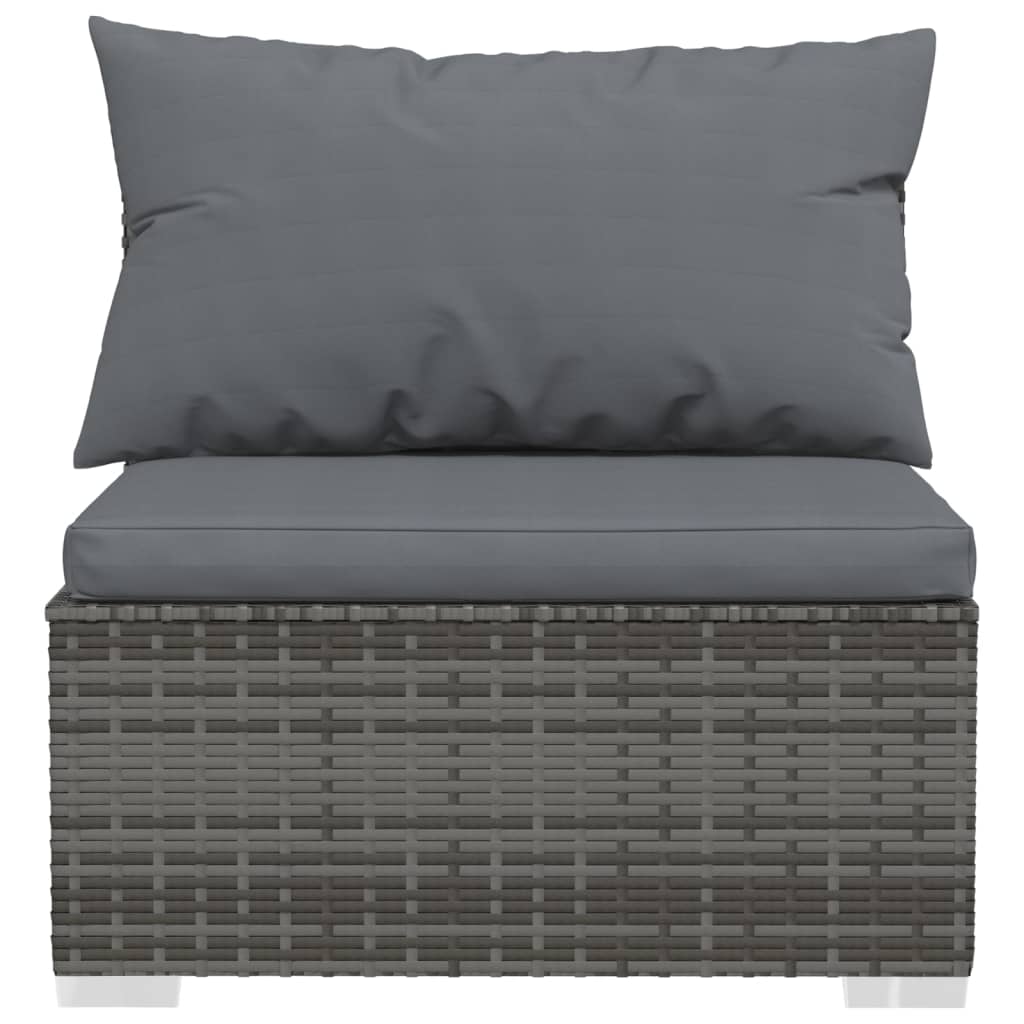 Set Divani da Giardino 11 pz con Cuscini in Polyrattan Grigio 3102709