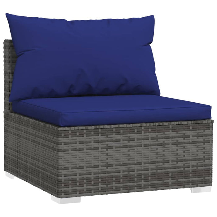 Set Divani da Giardino 11 pz con Cuscini in Polyrattan Grigio 3102710