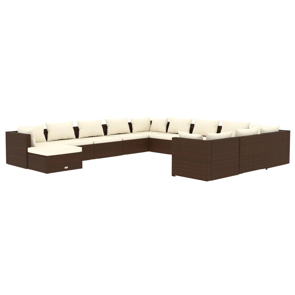 Set Divani da Giardino 12 pz con Cuscini in Polyrattan Marrone cod mxl 42371