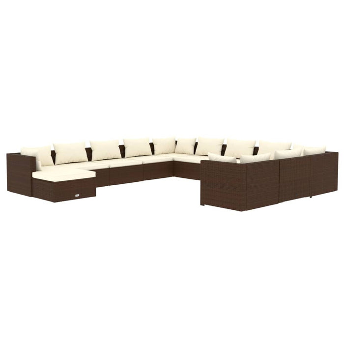 Set Divani da Giardino 12 pz con Cuscini in Polyrattan Marrone cod mxl 42371