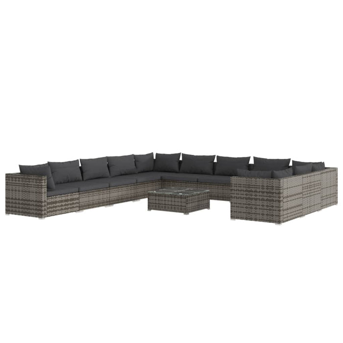 Set Divani da Giardino 12 pz con Cuscini in Polyrattan Grigio 3102821
